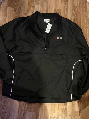 Cutter & Buck Black Windbreaker with White Piping and University U Logo